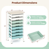 Rolling Cart with 8 Drawers and Wooden Tabletop with Lockable Wheels for Home Office