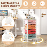Rolling Cart with 8 Drawers and Wooden Tabletop with Lockable Wheels for Home Office