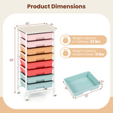 Rolling Cart with 8 Drawers and Wooden Tabletop with Lockable Wheels for Home Office