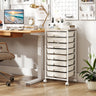 Rolling Cart with 8 Drawers and Wooden Tabletop with Lockable Wheels for Home Office