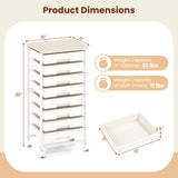 Rolling Cart with 8 Drawers and Wooden Tabletop with Lockable Wheels for Home Office