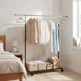Rolling Clothes Rack Extendable Garment Stand for Hanging Clothes