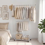 Rolling Clothes Rack Double-Rod Extendable Garment Stand for Hanging Clothes