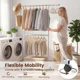 Rolling Clothes Rack Double-Rod Extendable Garment Stand for Hanging Clothes