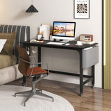 Rolling Computer Desk with Headphone Hooks and Lockable Wheels for Home Office