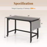 Rolling Computer Desk with Headphone Hooks and Lockable Wheels for Home Office