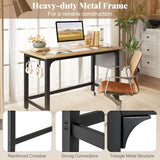 Rolling Computer Desk with Headphone Hooks and Lockable Wheels for Home Office