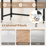 Rolling Computer Desk with Headphone Hooks and Lockable Wheels for Home Office