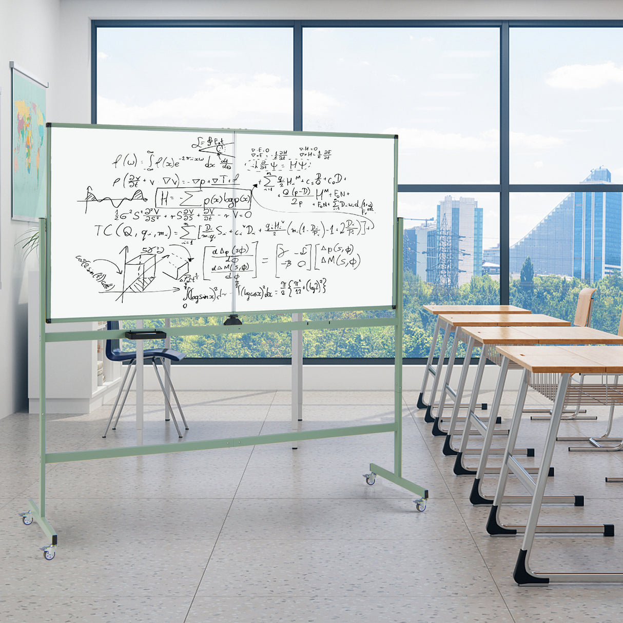 Rolling Double-Sided Magnetic Whiteboard on Wheels with Stand and Aluminum Alloy Frame