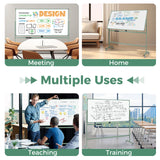 Rolling Double-Sided Magnetic Whiteboard on Wheels with Stand and Aluminum Alloy Frame