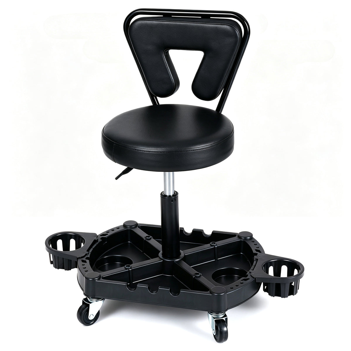 Rolling Garage Mechanic Stool with Tool Tray Storage and Padded Seat 330 LBS