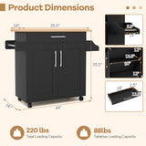 Rolling Kitchen Island Cart with Towel and Spice Rack