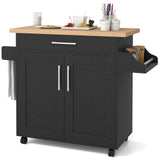 Rolling Kitchen Island Cart with Towel and Spice Rack