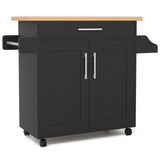 Rolling Kitchen Island Cart with Towel and Spice Rack