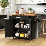 Rolling Kitchen Island Cart with Towel and Spice Rack