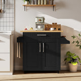 Rolling Kitchen Island Cart with Towel and Spice Rack
