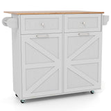 Rolling Kitchen Island with Trash Can Cabinet and Rubber Universal Wheels