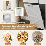 Rolling Kitchen Island with Trash Can Cabinet and Rubber Universal Wheels