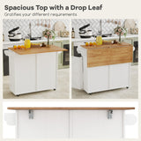 Rolling Kitchen Island with Trash Can Cabinet and Rubber Universal Wheels