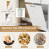Rolling Kitchen Island with Trash Can Cabinet and Rubber Universal Wheels