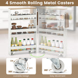 Narrow Mobile Serving Cart with Open Shelves for Kitchen Bathroom Living Room