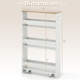 Narrow Mobile Serving Cart with Open Shelves for Kitchen Bathroom Living Room