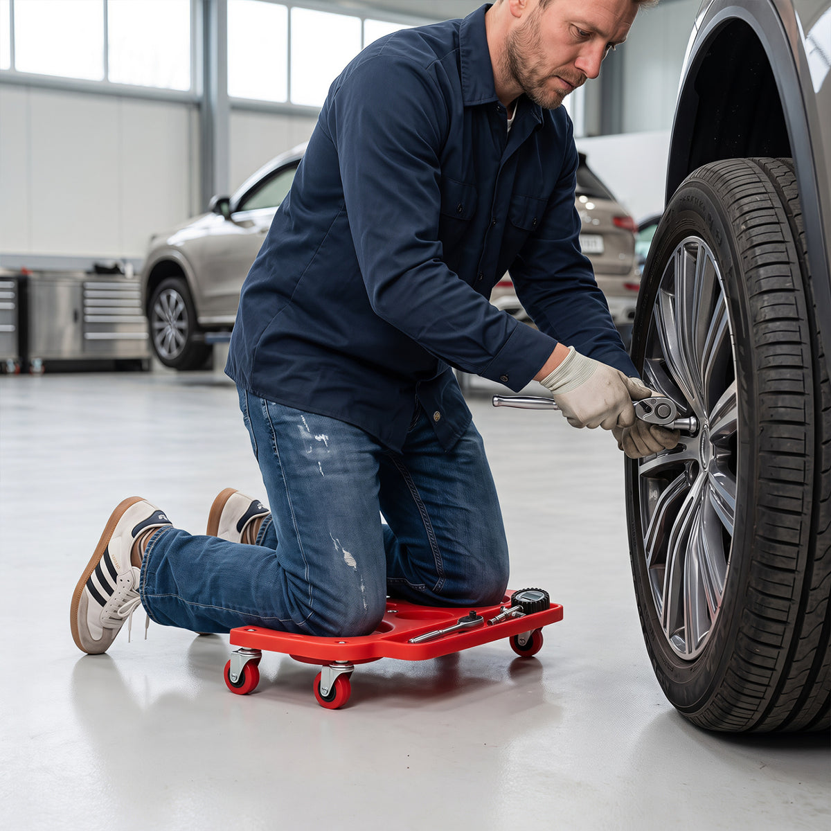 Rolling Knee Creeper with 360Â° Swivel Casters Lightweight Kneeling Pads