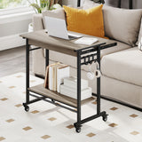 Rolling Laptop Table with Pull-out Keyboard Tray and Hooks