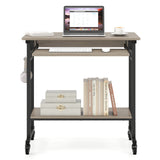 Rolling Laptop Table with Pull-out Keyboard Tray and Hooks