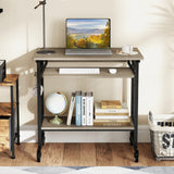 Rolling Laptop Table with Pull-out Keyboard Tray and Hooks