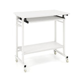 Rolling Laptop Table with Pull-out Keyboard Tray and Hooks
