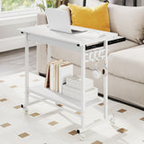 Rolling Laptop Table with Pull-out Keyboard Tray and Hooks