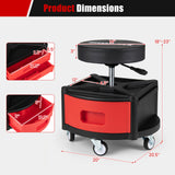 Rolling Mechanic Stool with Cushioned Seat & Dual Tool Trays 330 LBS-Red