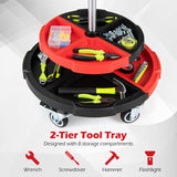 Rolling Mechanic Stool with Cushioned Seat and 5 Wheels 330 LBS-Red