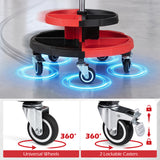 Rolling Mechanic Stool with Cushioned Seat and 5 Wheels 330 LBS-Red