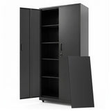 Rolling Metal Storage Cabinet 73 Inches Lockable File Cabinet with 4 Smooth Wheels-Black