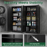 Rolling Metal Storage Cabinet 73 Inches Lockable File Cabinet with 4 Smooth Wheels-Black