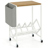 Rolling Record Player Stand 2-Tier with Vinyl Storage and Magazine Holder Bag