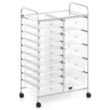 Rolling Storage Cart 15-Drawer Trolley with Chrome Plated Metal Frame