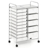 Rolling Storage Cart 15-Drawer Trolley with Chrome Plated Metal Frame