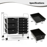 9-Drawer Rolling Storage Cart with Colorful Drawers and Metal Frame