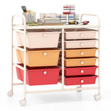 9-Drawer Rolling Storage Cart with Colorful Drawers and Metal Frame
