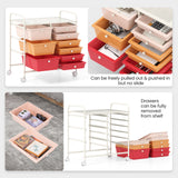 9-Drawer Rolling Storage Cart with Colorful Drawers and Metal Frame