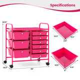 9-Drawer Rolling Storage Cart with Colorful Drawers and Metal Frame