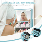 360Â° Rotating Mirrored Jewelry Cabinet Armoire 3 Color LED Modes Lockable