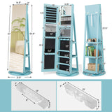 360Â° Rotating Mirrored Jewelry Cabinet Armoire 3 Color LED Modes Lockable