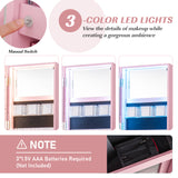 360Â° Rotating Mirrored Jewelry Cabinet Armoire 3 Color LED Modes Lockable