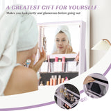 360Â° Rotating Mirrored Jewelry Cabinet Armoire 3 Color LED Modes Lockable