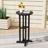21.5 Inch Round Bar Table Patio HDPE Bar Height Dining Table with Slatted Tabletop