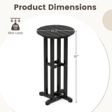 21.5 Inch Round Bar Table Patio HDPE Bar Height Dining Table with Slatted Tabletop